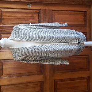 Boutique Brand Black and Cream Checkered Open Front Cardigan